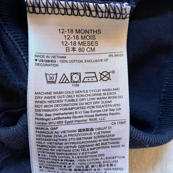 babyGAP 12-18M Navy Long Sleeve Bodysuit Cotton Bear Logo GUC Baby Unisex - Picture 4 of 15